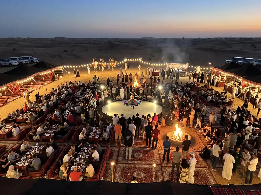 Evening desert safari BBQ camp in Dubai